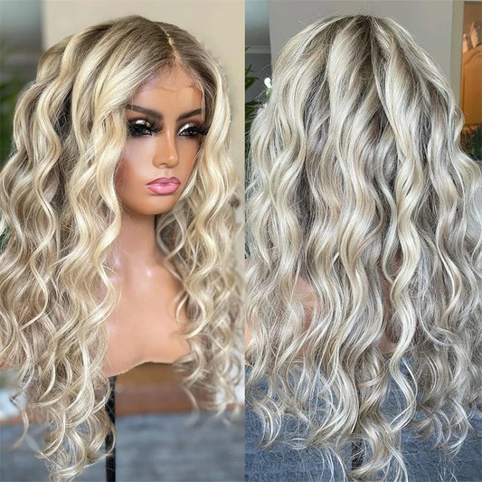 Long Women Wig Cosplay Party Lace Frontal Wigs Loose Kinky Curly Wigs Glueless 13x4 Ash Blonde Colored Daily Use for Woman