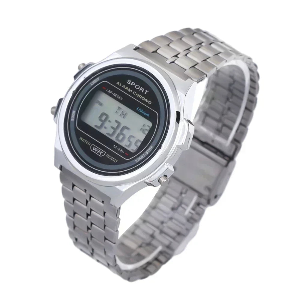 F91W Stainless Steel Band Watch Luxury Waterproof Retro Digital Sports Military Watches Men Women Electronic Wrist Watch Clock - Dragonbeast