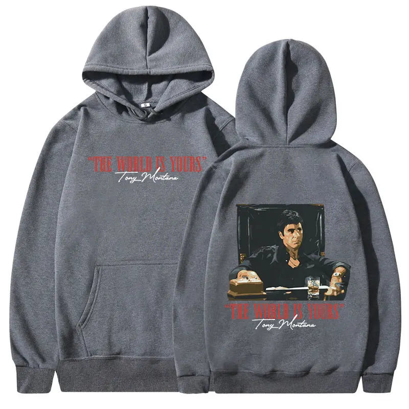 Classic Movie Scarface Hoodies The World Is Yours Tony Montana Al Pacino Hooded Sweatshirts Men Women Vintage Gothic Pullovers - Dragonbeast