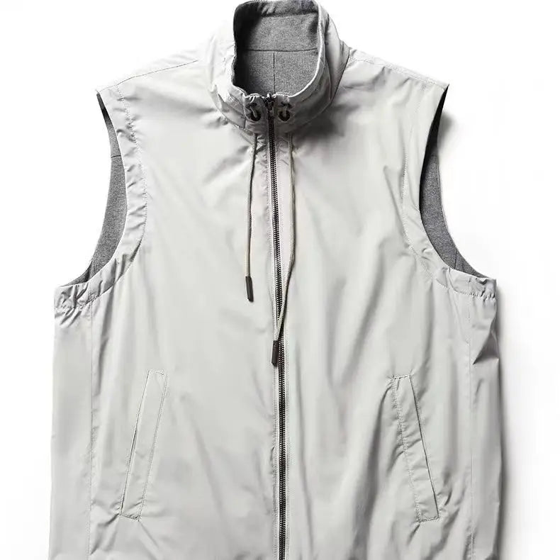 Chinese Brand High-end men's reversible vest outdoor vest stand up collar waterproof top for men