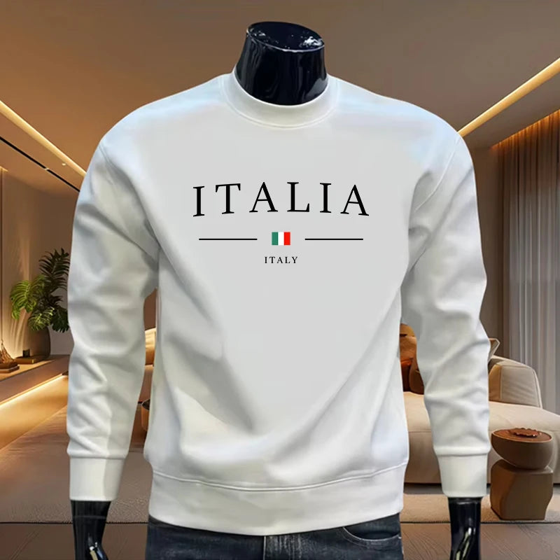 2025 Italy Fashion Printed Pullover for Men Spring Autumn Warm Soft Long Sleeved T-shirt Male Daily Casual Sports O-Neck Hoodies