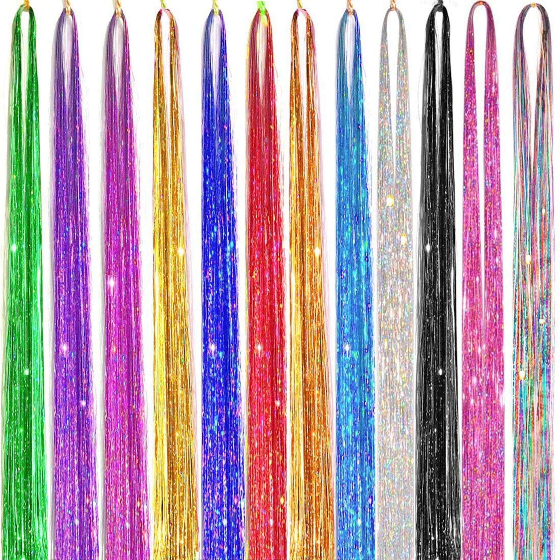 1 Pc Sparkle Shiny Hair Tinsel Hair Extensions Dazzles Women Hippie for Braiding Headdress Hair Braiding Tools Long 100cm - Dragonbeast